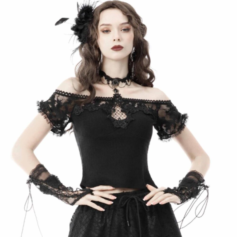 Dark in Love Royal Palace Lace Bardot Crop Top